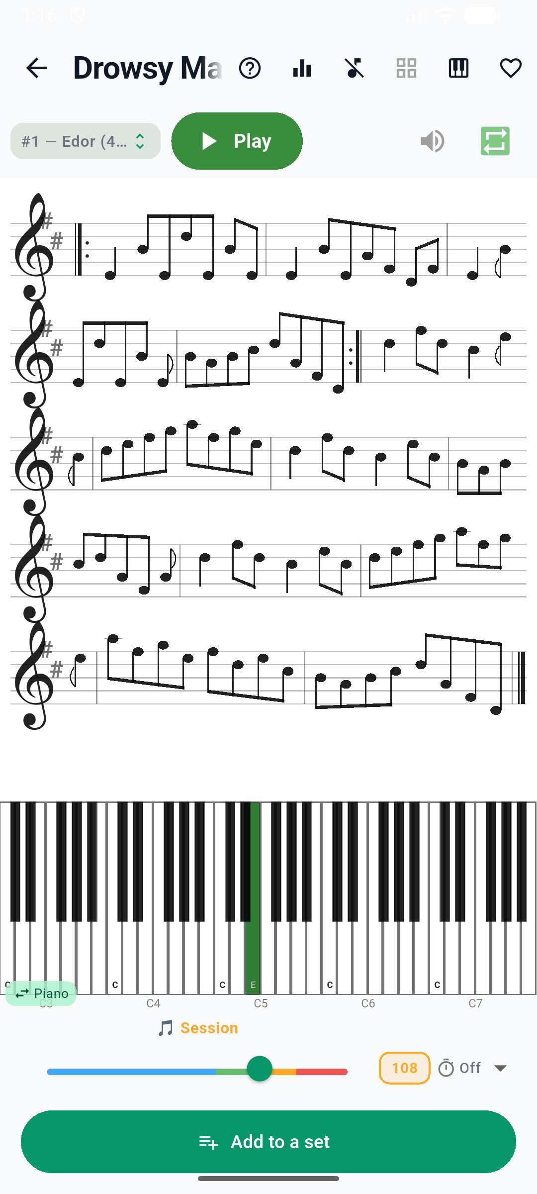 Drowsy Maggie avec partition et doigtés piano